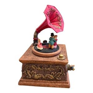 Vintage Bears Gramophone Wind Up Music Box